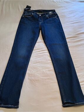 Silver Jeans Women's Dark Blue Avery Curvy Fit High Rise Straight Leg Size W30